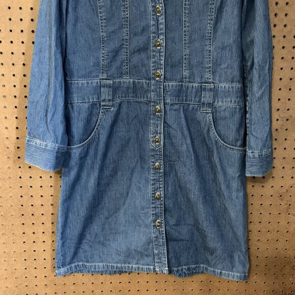 Denim Jean Dress Jones New York Y2k Western Cowgirl Midi Long Sleeve Size  10 - Picture 3 of 7